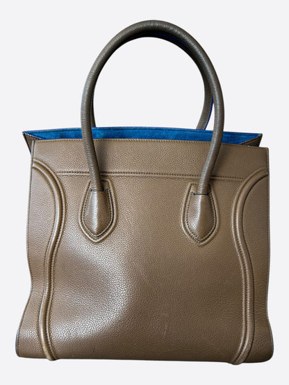 Celine Brown & Blue Luggage Medium Leather Tote Bag