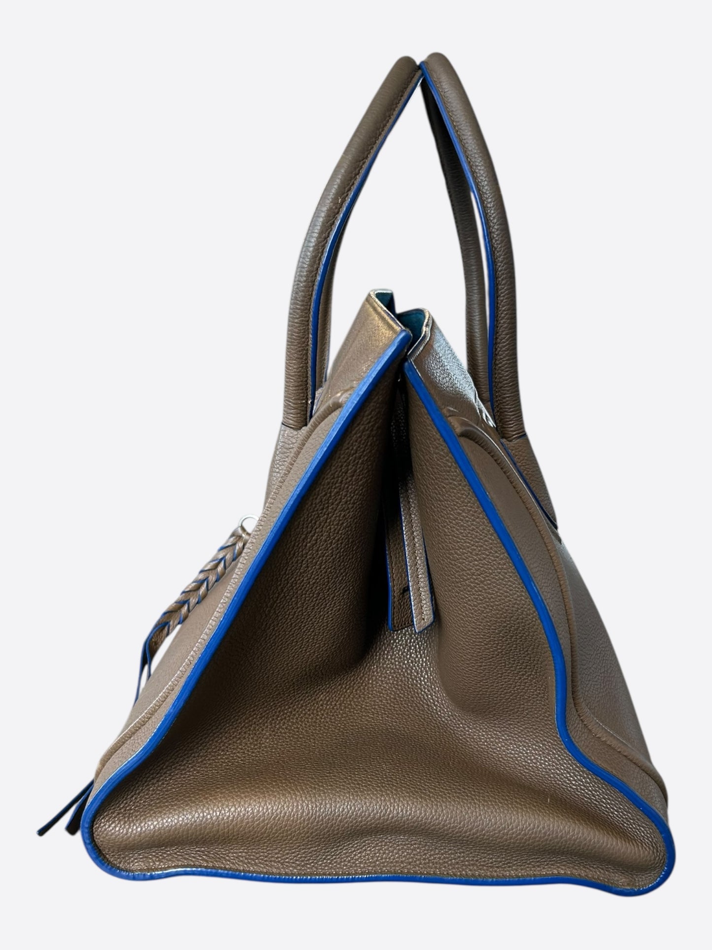 Celine Brown & Blue Luggage Medium Leather Tote Bag