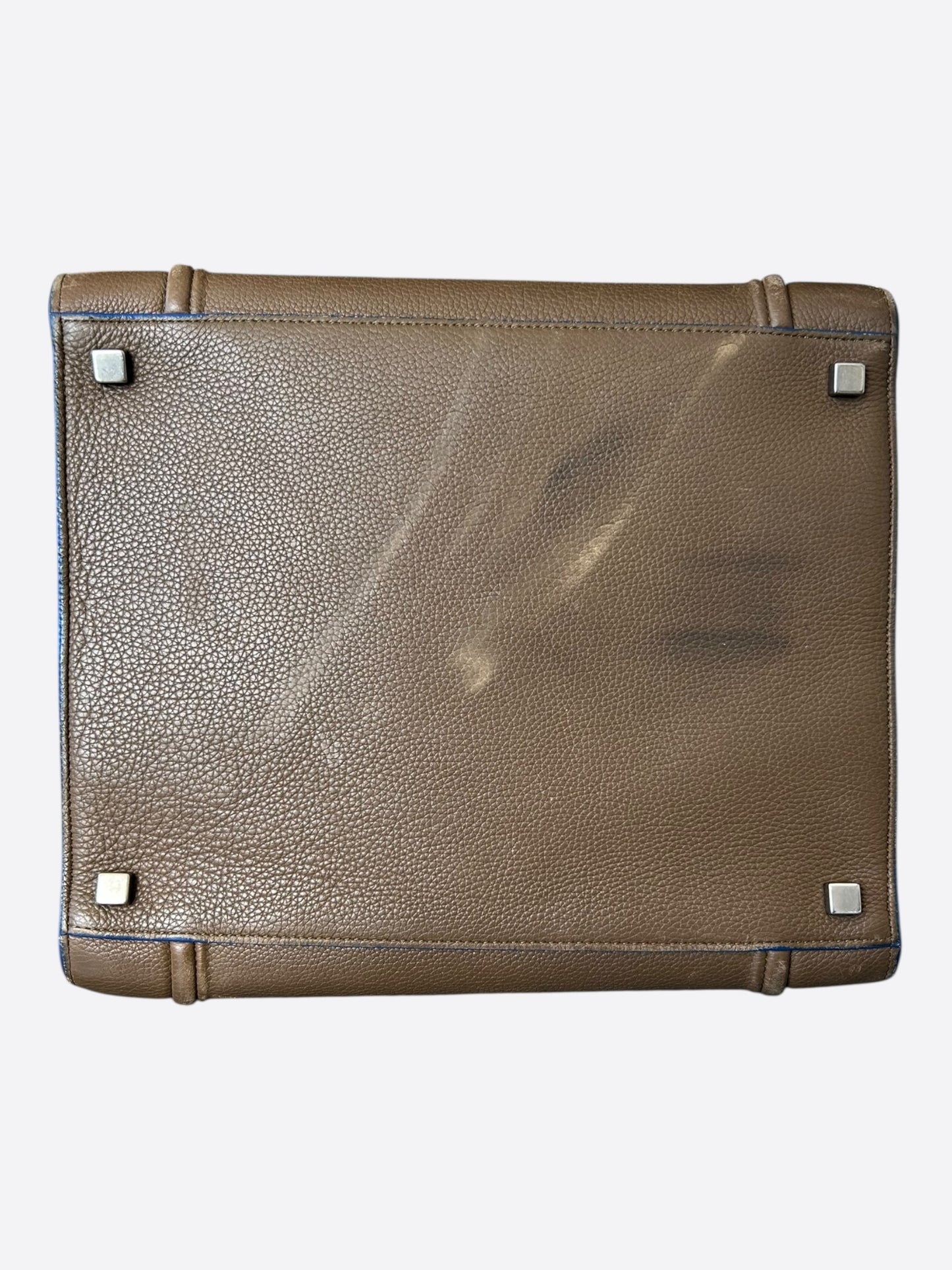 Celine Brown & Blue Luggage Medium Leather Tote Bag