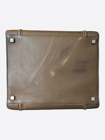 Celine Brown & Blue Luggage Medium Leather Tote Bag