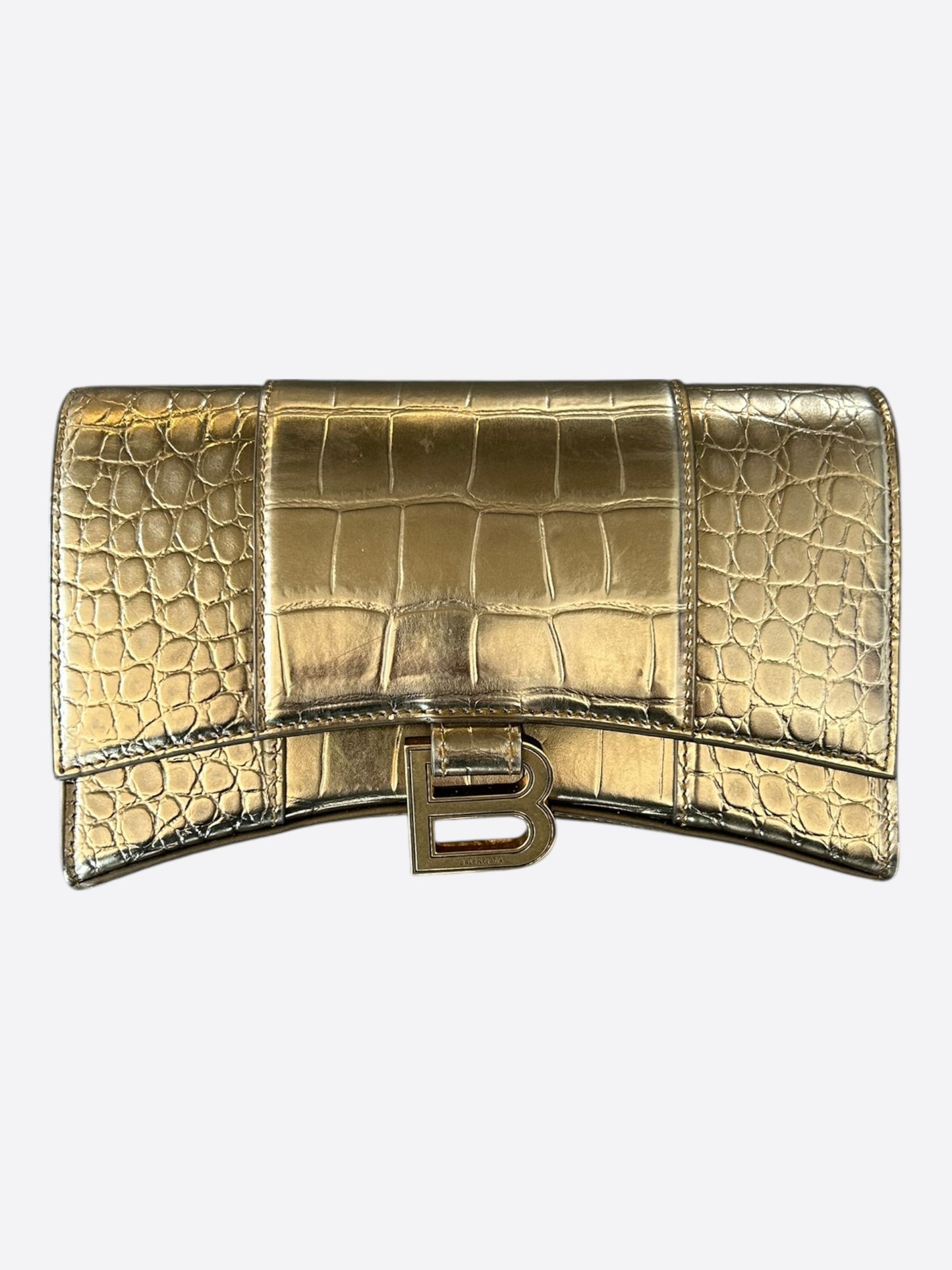 Balenciaga Gold Hourglass Wallet On Chain Bag
