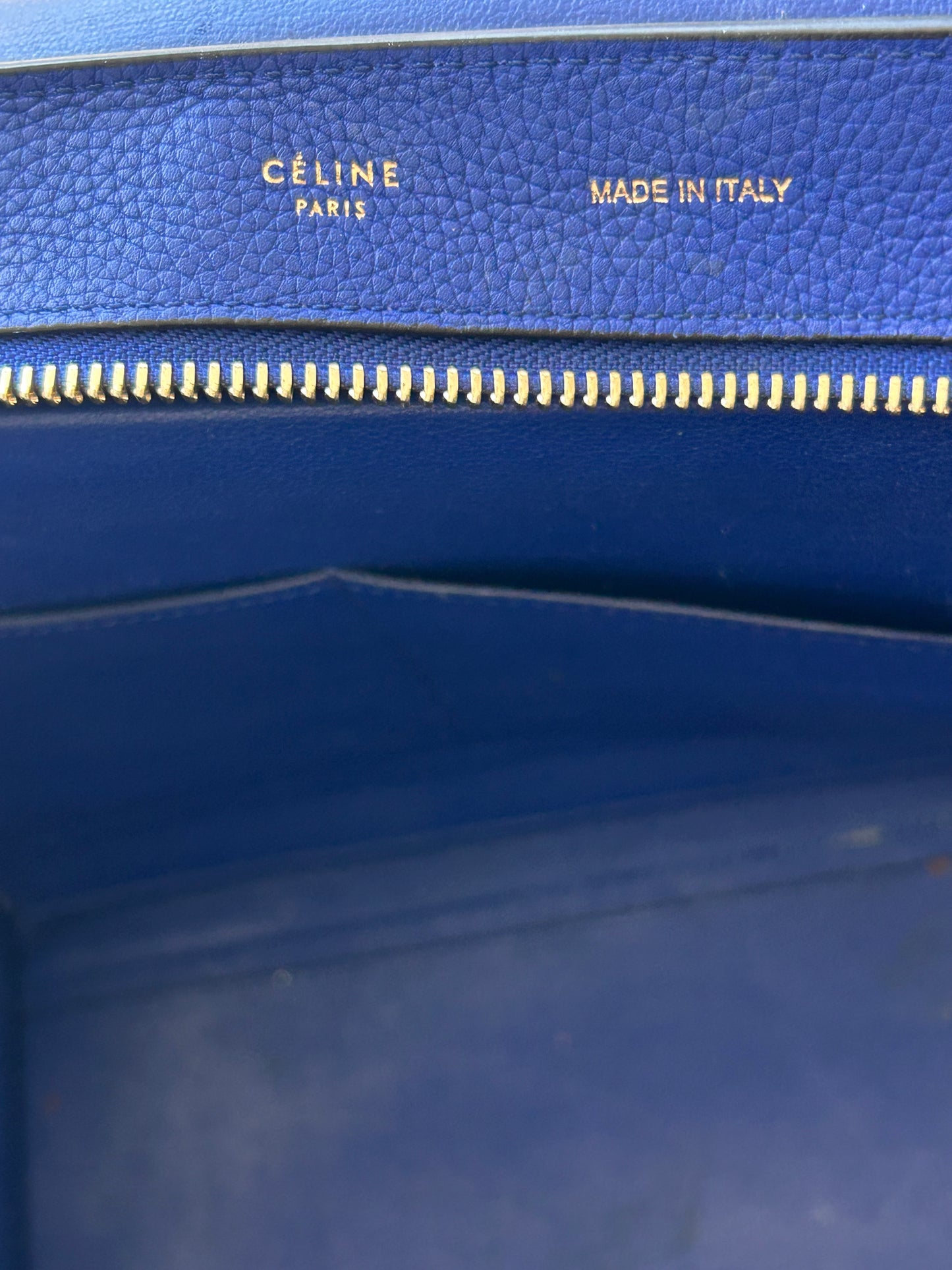 Celine Blue Leather Trapeze Medium Shoulder Bag