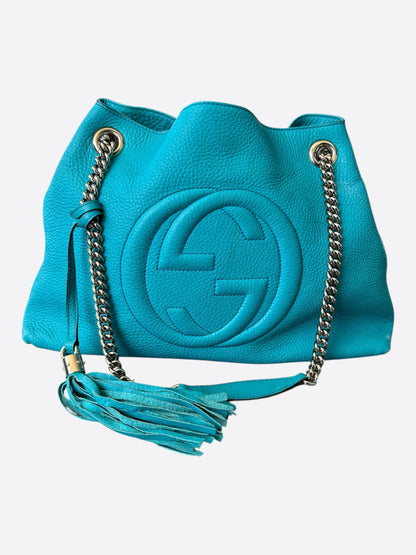 Gucci Blue GG Leather Soho Chain Shoulder Bag