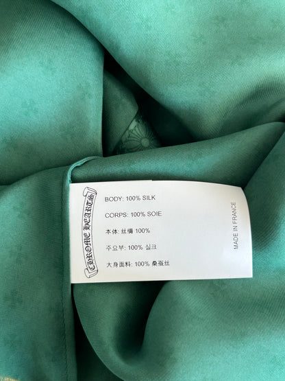 Chrome Hearts Green Cross Jacquard Silk Button Up Shirt