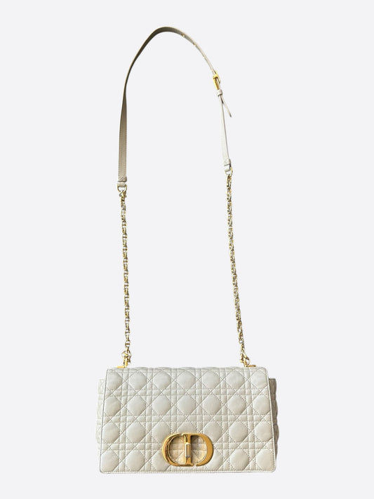 Dior Beige Cannage Caro Large Shoulder Bag