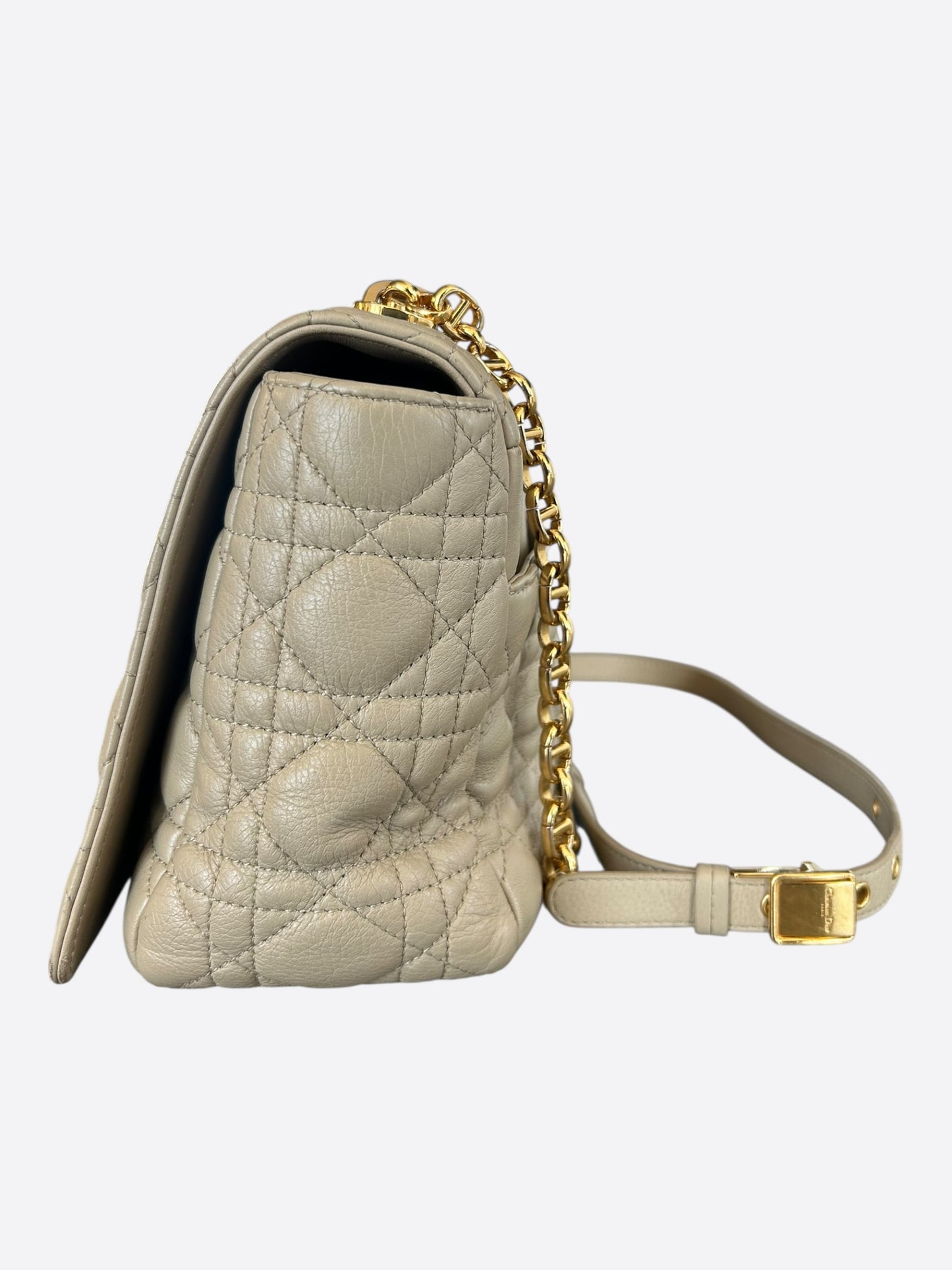 Dior Beige Cannage Caro Large Shoulder Bag