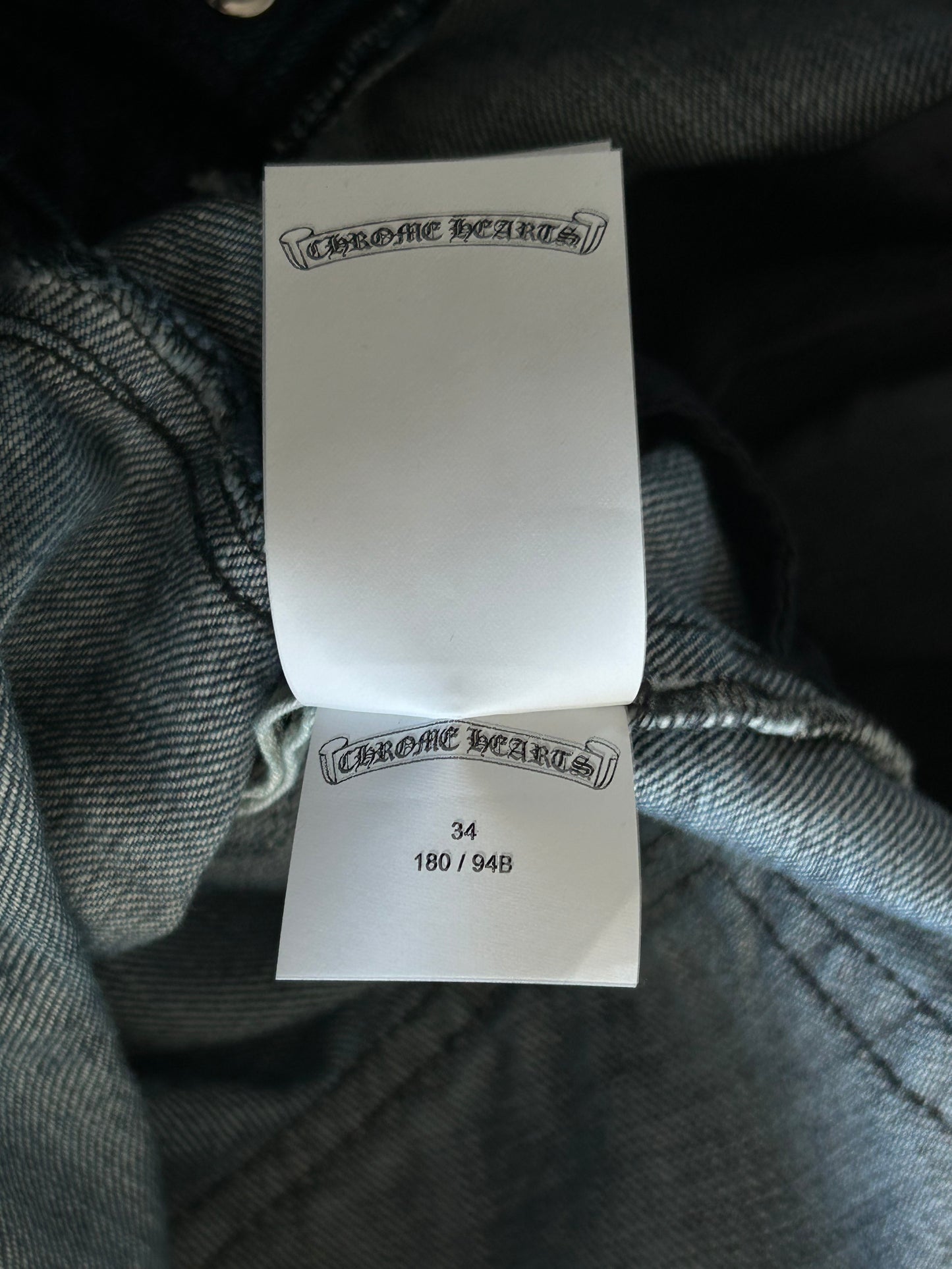 Chrome Hearts Blue & Black Cross Patch Jeans