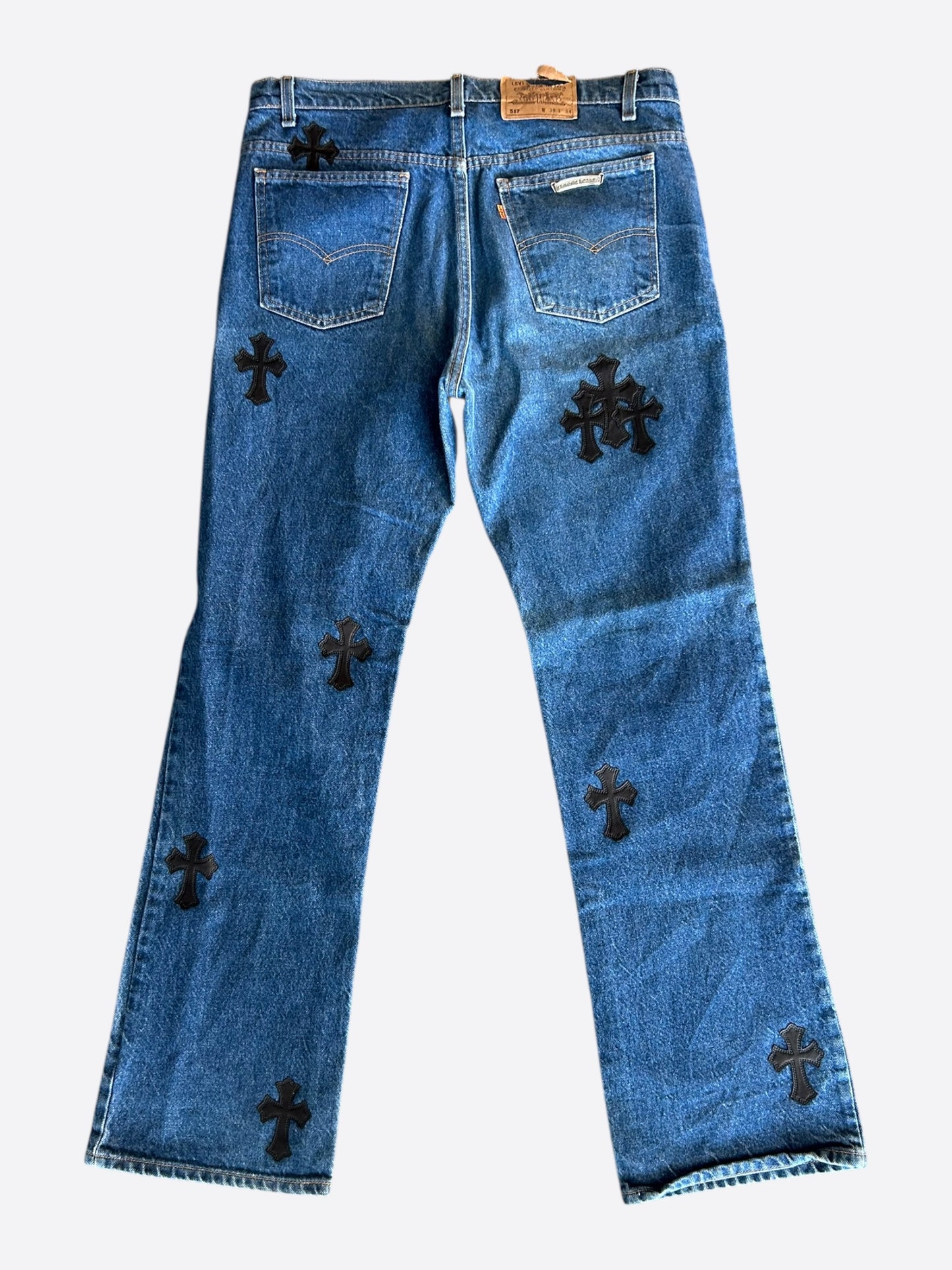 Chrome Hearts Levi's Blue & Black Cross Patch Jeans