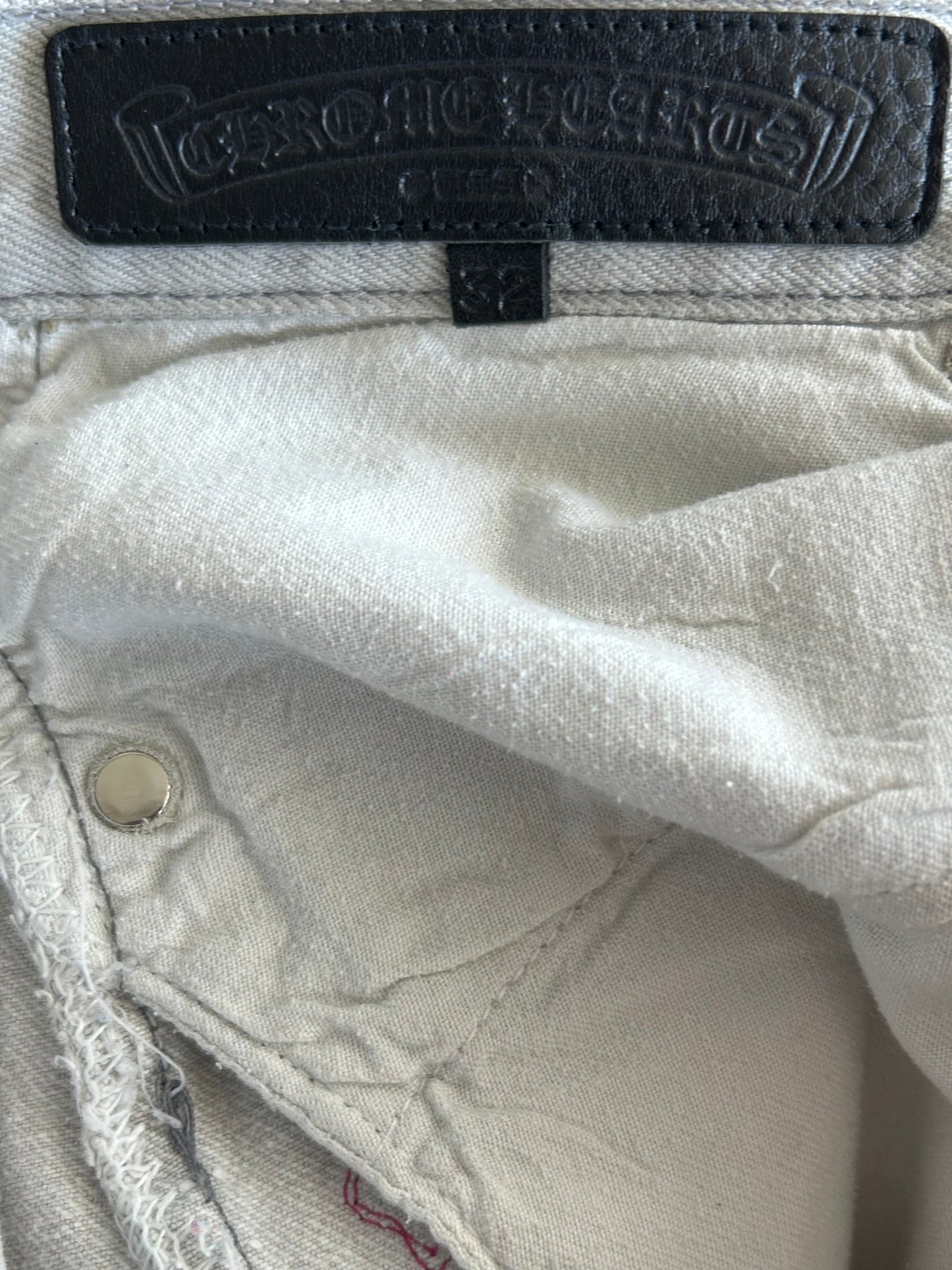 Chrome Hearts Levi's Grey & Pink Ponyhair Patch Jeans