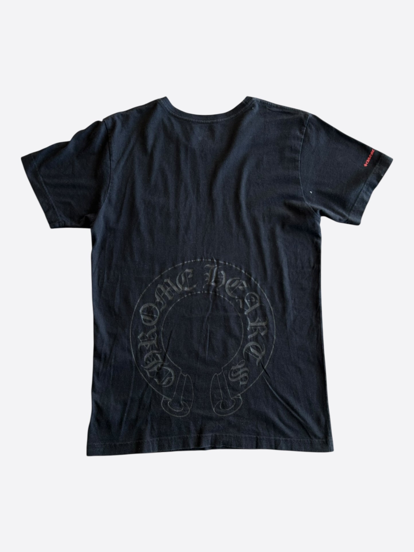 Chrome Hearts Black & Red Horseshoe Logo T-Shirt
