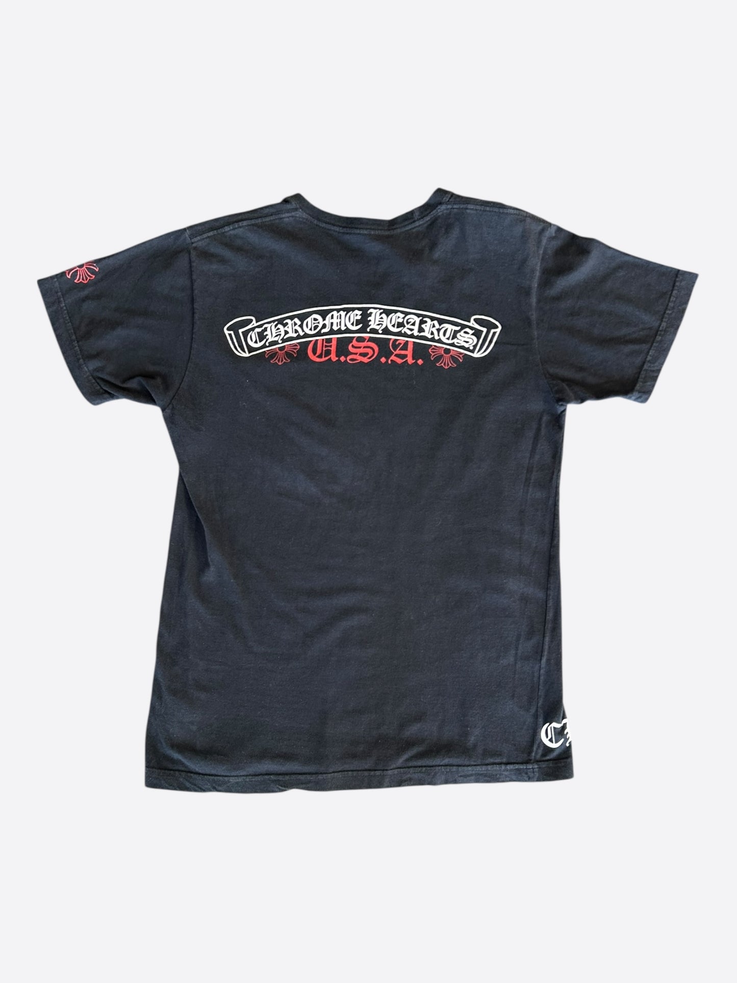 Chrome Hearts Black & White Scroll Logo T-Shirt