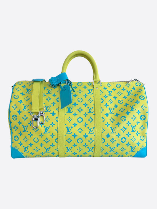 Louis Vuitton Yellow & Blue Monogram Keepall 50