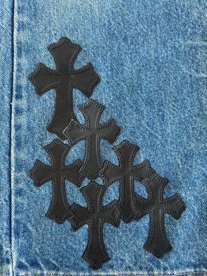 Chrome Hearts Levis Blue & Black Cross Patch Jeans