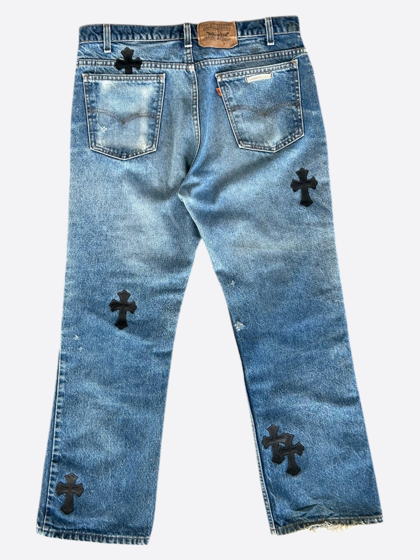 Chrome Hearts Levis Blue & Black Cross Patch Jeans