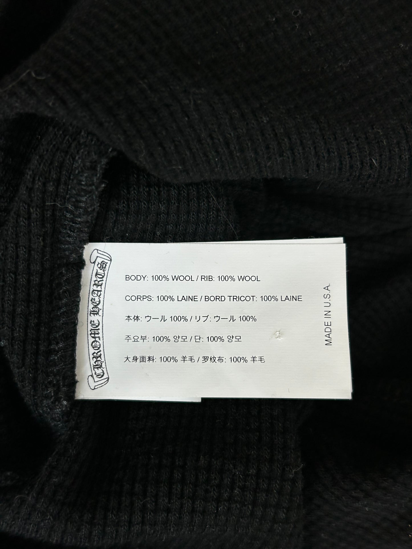 Chrome Hearts Black CH Embroidered Logo Thermal Longsleeve T-Shirt