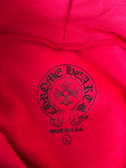Chrome Hearts Red & White Scroll Logo Hoodie