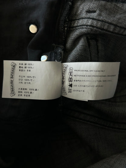 Chrome Hearts Grey, Black & White Cross Patch Fleur Jeans