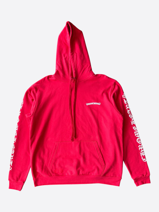Chrome Hearts Red & White Scroll Logo Hoodie