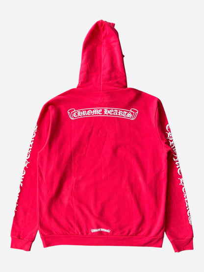 Chrome Hearts Red & White Scroll Logo Hoodie