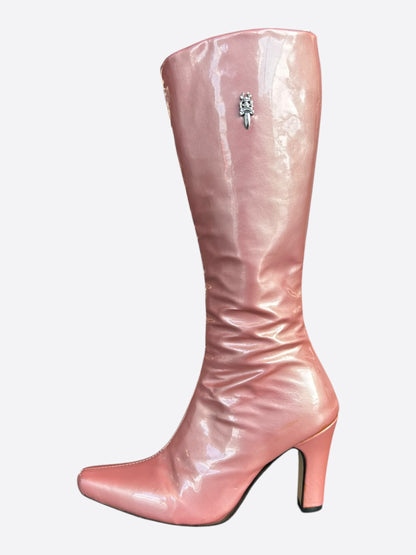 Chrome Hearts Jessie Jo Stark Pink Patent Leather Dagger Suger Jones High Boots