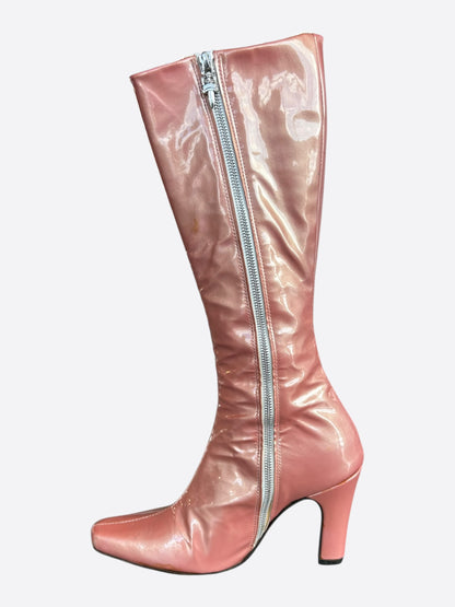 Chrome Hearts Jessie Jo Stark Pink Patent Leather Dagger Suger Jones High Boots