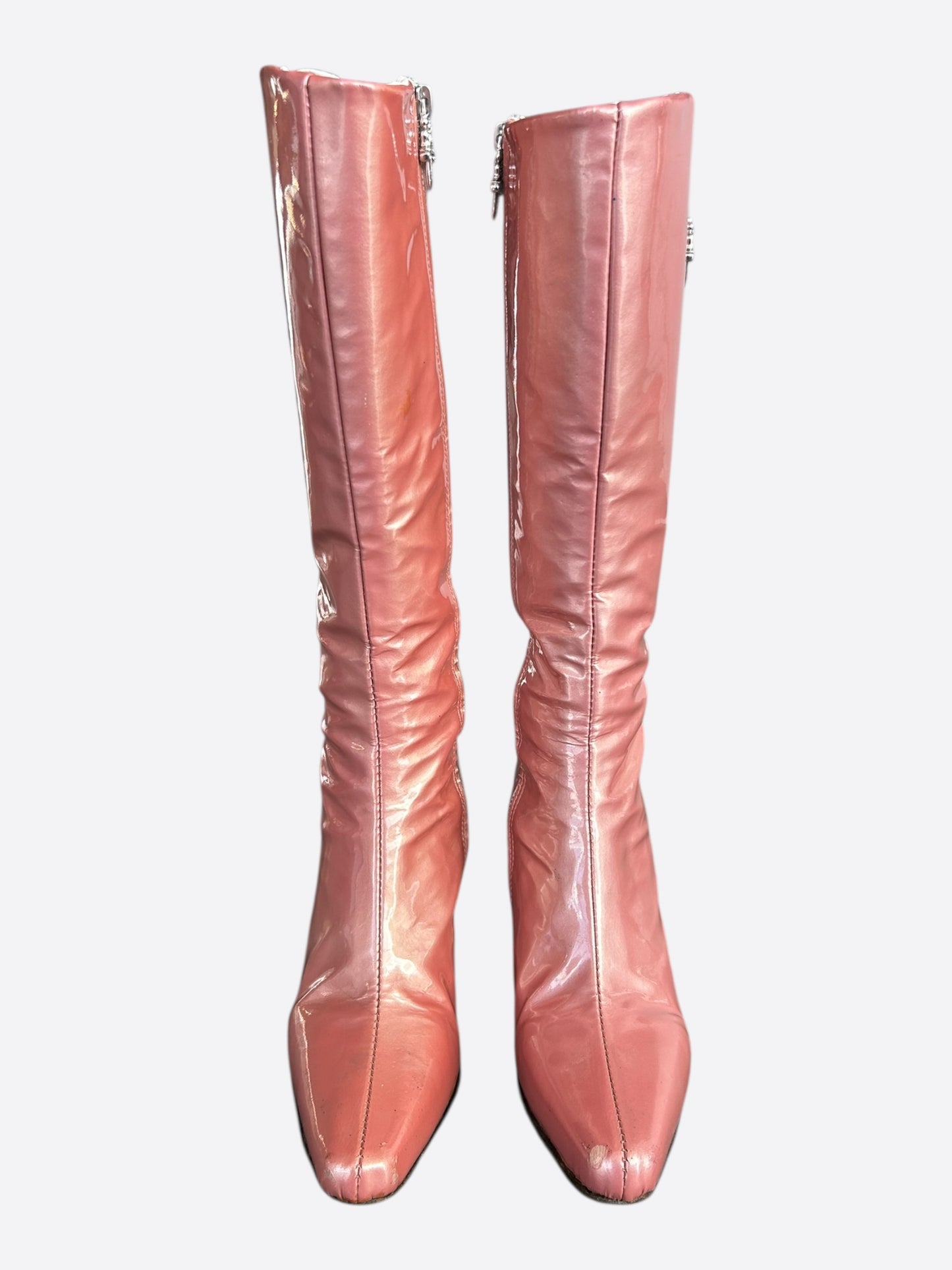 Chrome Hearts Jessie Jo Stark Pink Patent Leather Dagger Suger Jones High Boots