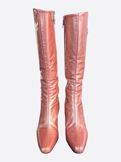 Chrome Hearts Jessie Jo Stark Pink Patent Leather Dagger Suger Jones High Boots