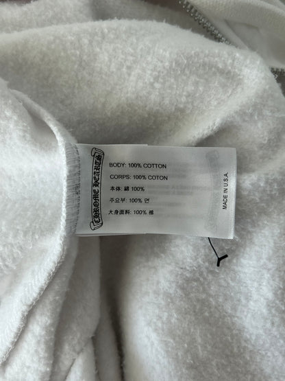 Chrome Hearts White & Red Rolling Stones Scroll Logo Zip Up Hoodie