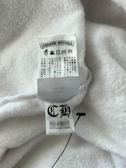 Chrome Hearts White & Red Rolling Stones Scroll Logo Zip Up Hoodie