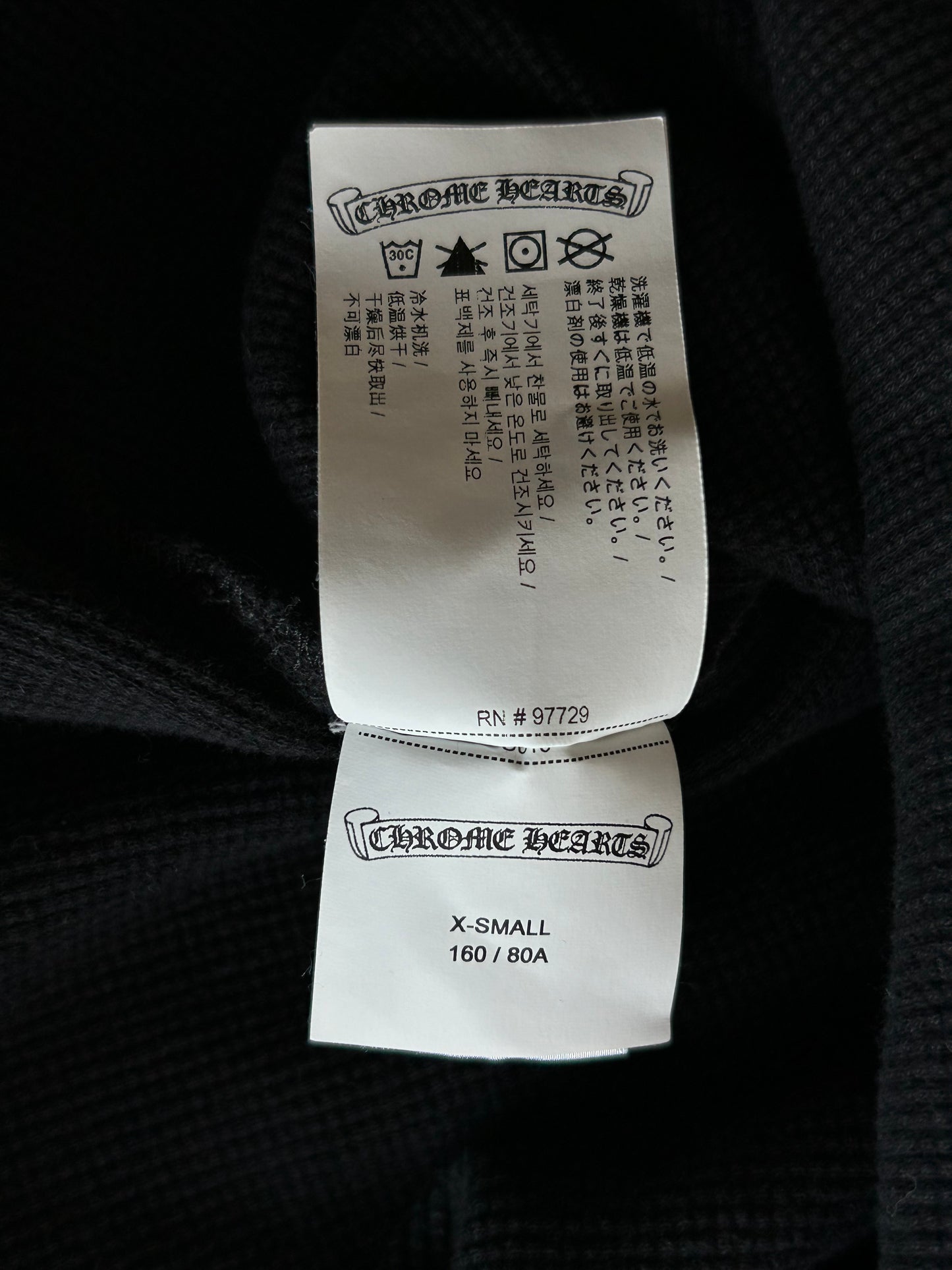 Chrome Hearts Black & White CH Embroidered Logo Thermal Cropped Longsleeve T-Shirt