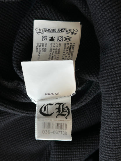 Chrome Hearts Black & White CH Embroidered Logo Thermal Cropped Longsleeve T-Shirt