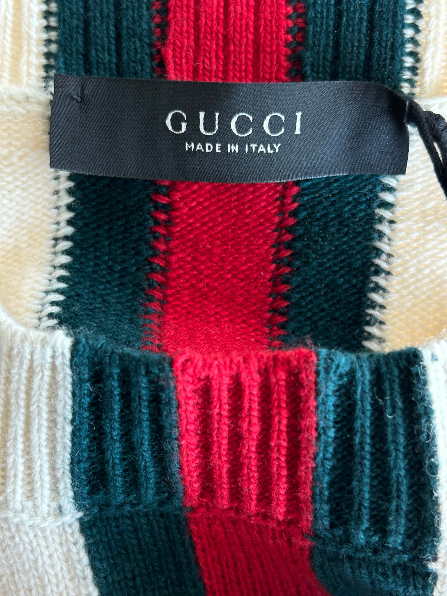Gucci White & Multicolor Stripe Knit Sweater