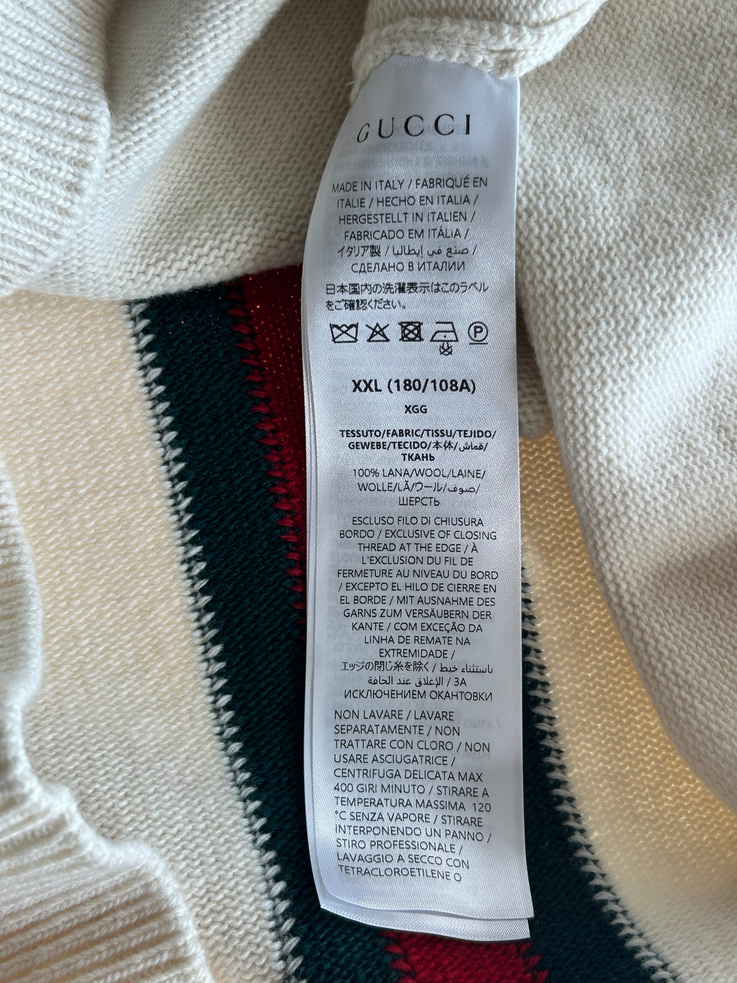 Gucci White & Multicolor Stripe Knit Sweater