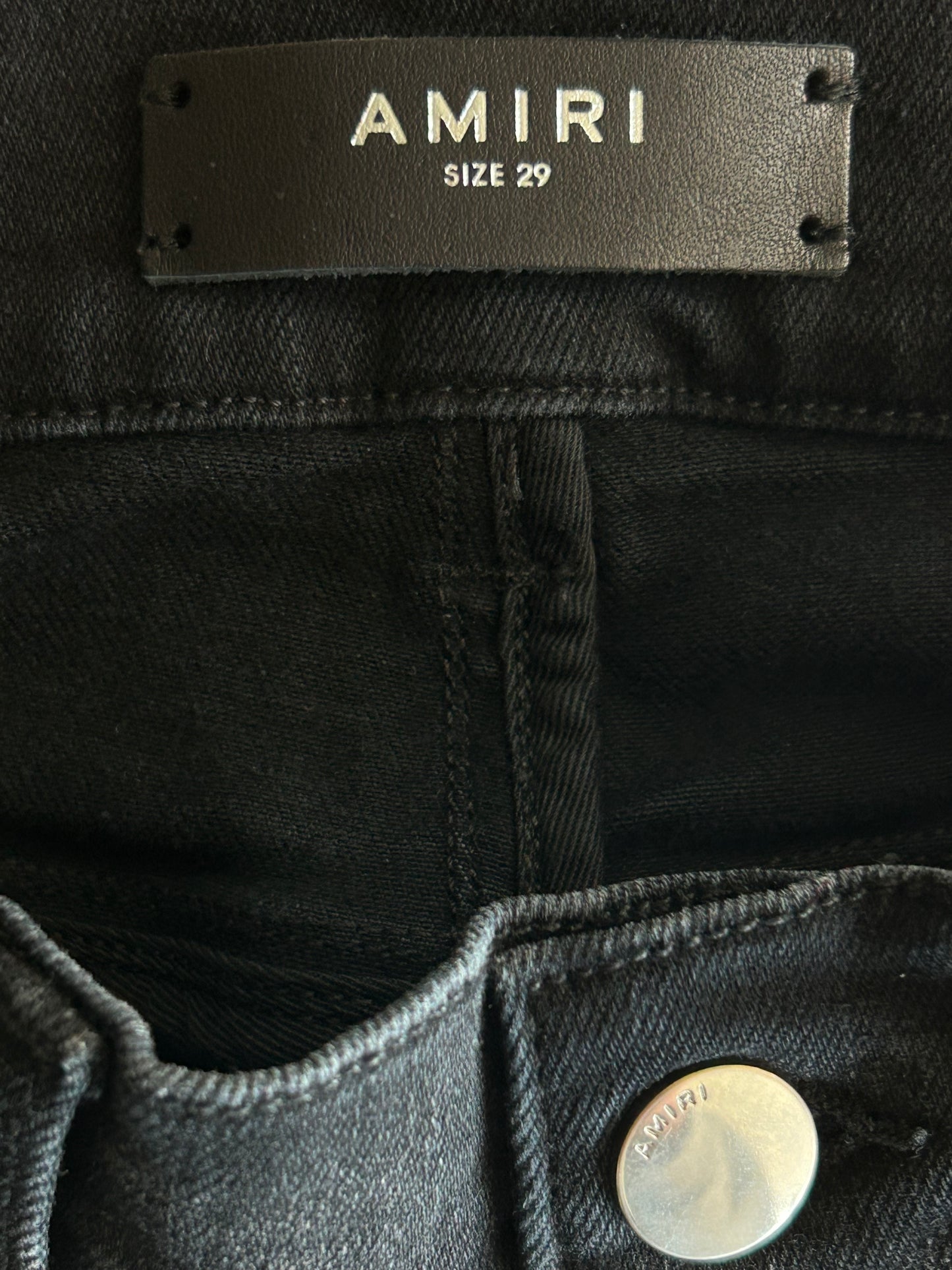 Amiri Aged Black & White Bandana Applique Logo MX1 Jeans