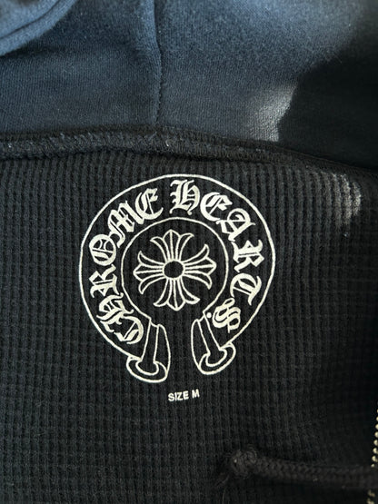 Chrome Hearts Black Foti Horseshoe Logo Thermal Zip Up Hoodie