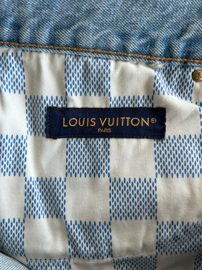 Louis Vuitton Blue Embroidered Logo Denim Shorts