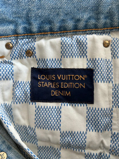 Louis Vuitton Blue Embroidered Logo Denim Shorts