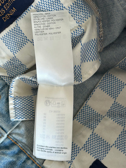 Louis Vuitton Blue Embroidered Logo Denim Shorts