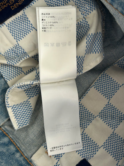 Louis Vuitton Blue Embroidered Logo Denim Shorts