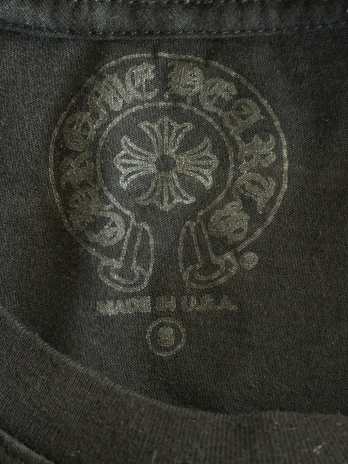 Chrome Hearts Black & White Cemetery Jacquard Horseshoe Logo T-Shirt