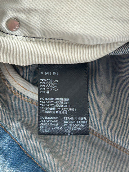 Amiri Clay Indigo Red Leather Core Applique Logo Jeans