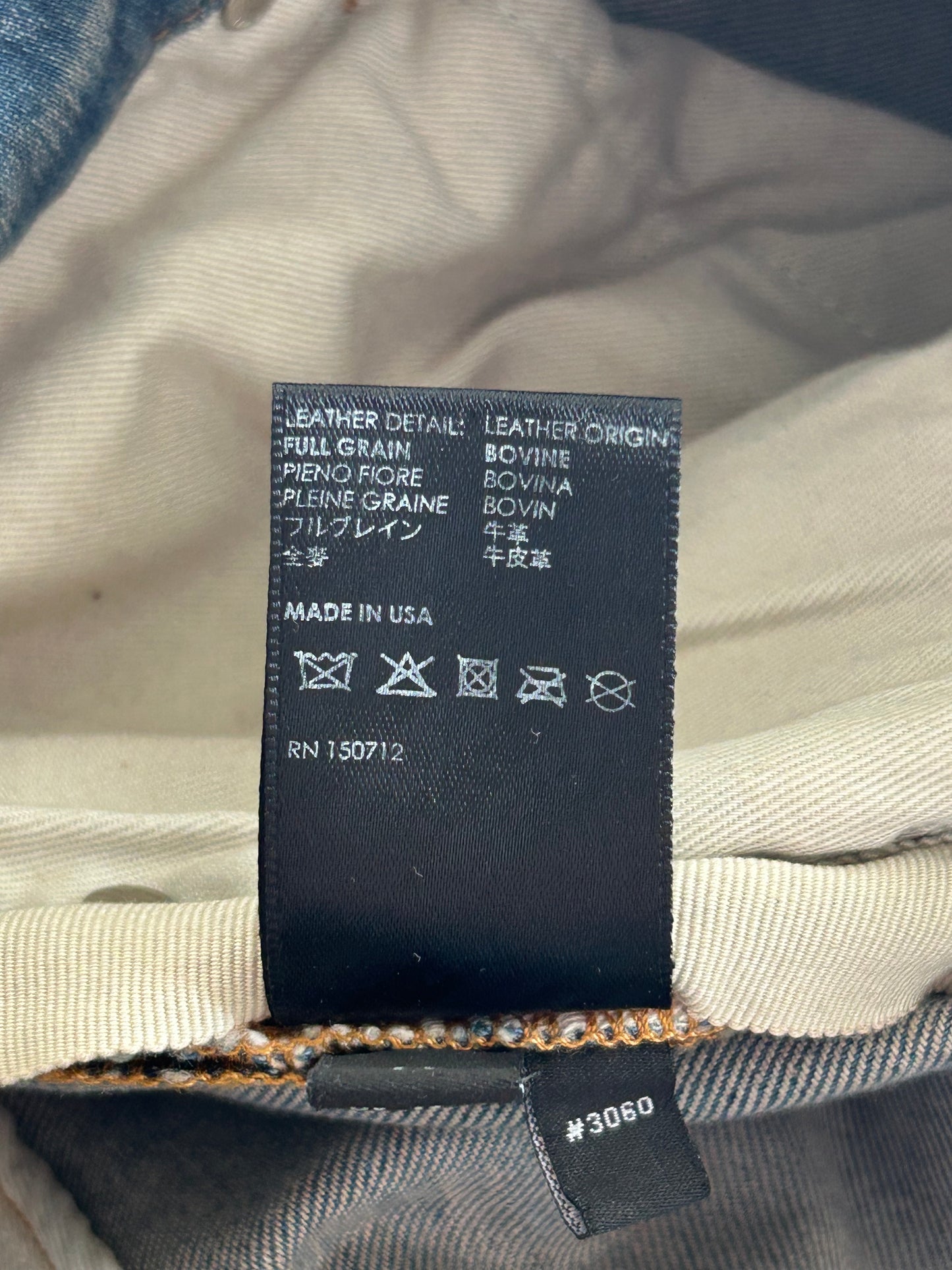 Amiri Clay Indigo Red Leather Core Applique Logo Jeans