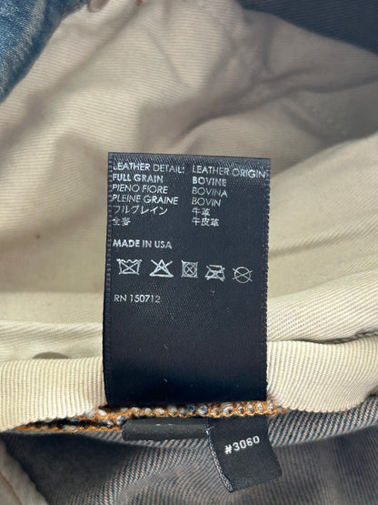 Amiri Clay Indigo Red Leather Core Applique Logo Jeans
