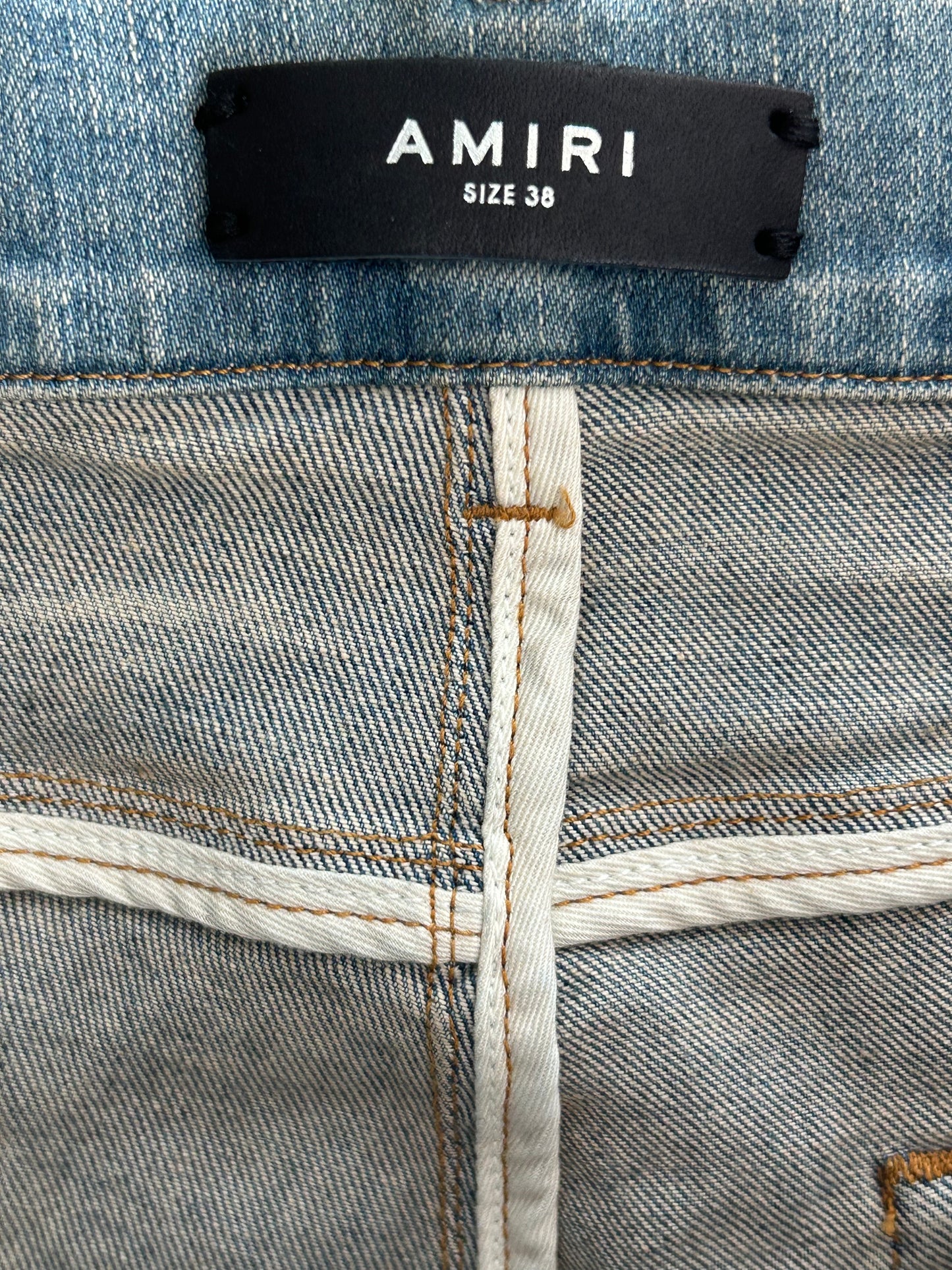 Amiri Clay Indigo Green & Black Plaid Patch MX1 Jeans
