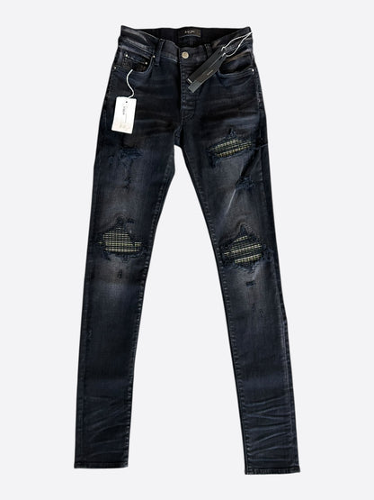 Amiri Faded Black & Green Plaid Patch MX1 Jeans