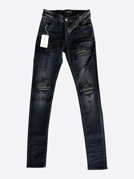 Amiri Faded Black & Green Plaid Patch MX1 Jeans