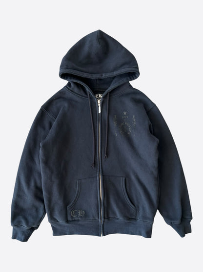 Chrome Hearts Black Foti Horseshoe Logo Thermal Zip Up Hoodie