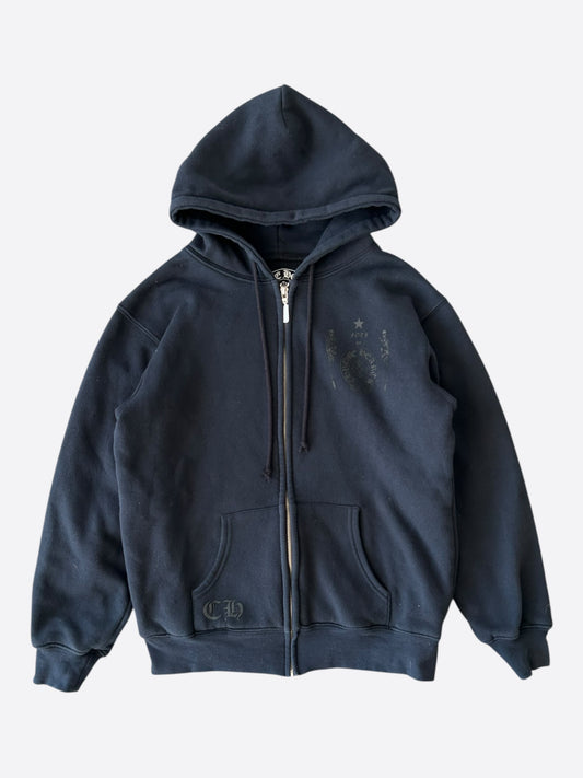 Chrome Hearts Black Foti Horseshoe Logo Thermal Zip Up Hoodie