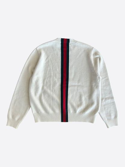 Gucci White & Multicolor Stripe Knit Sweater