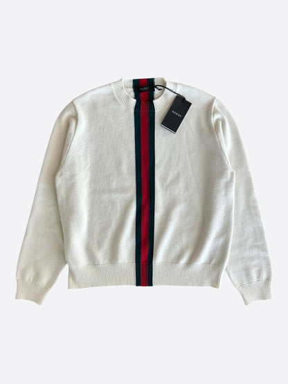 Gucci White & Multicolor Stripe Knit Sweater